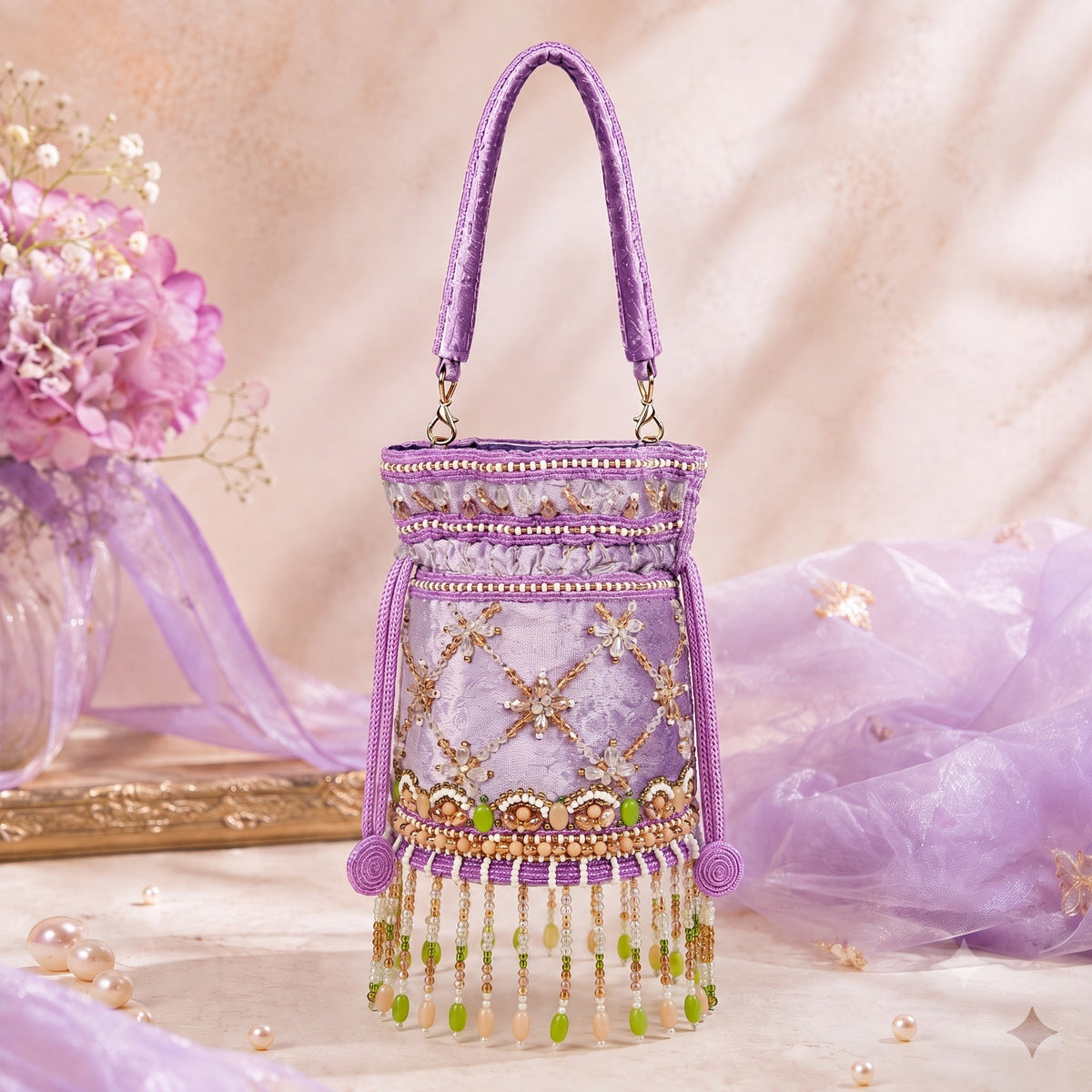 Lavender Bloom Beaded Potli