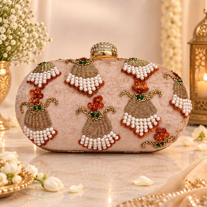 Blush Pink Beaded Bridal Clutch