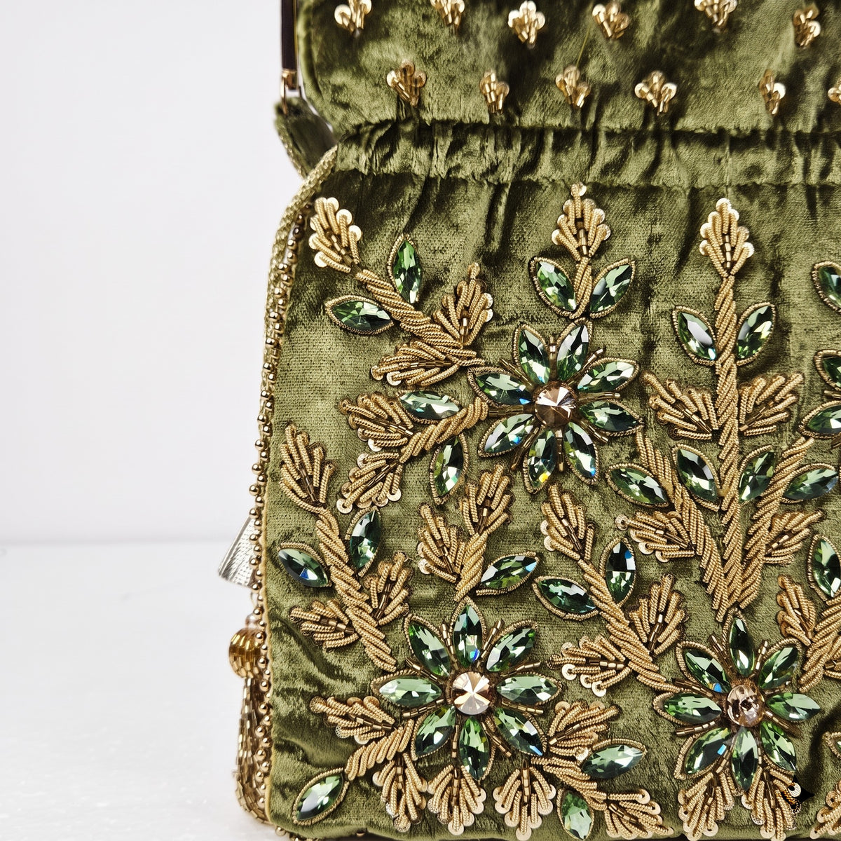 Emerald Green Zardozi Embroidered Potli