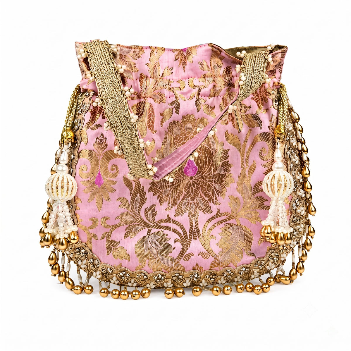 Blush Pink Brocade Potli