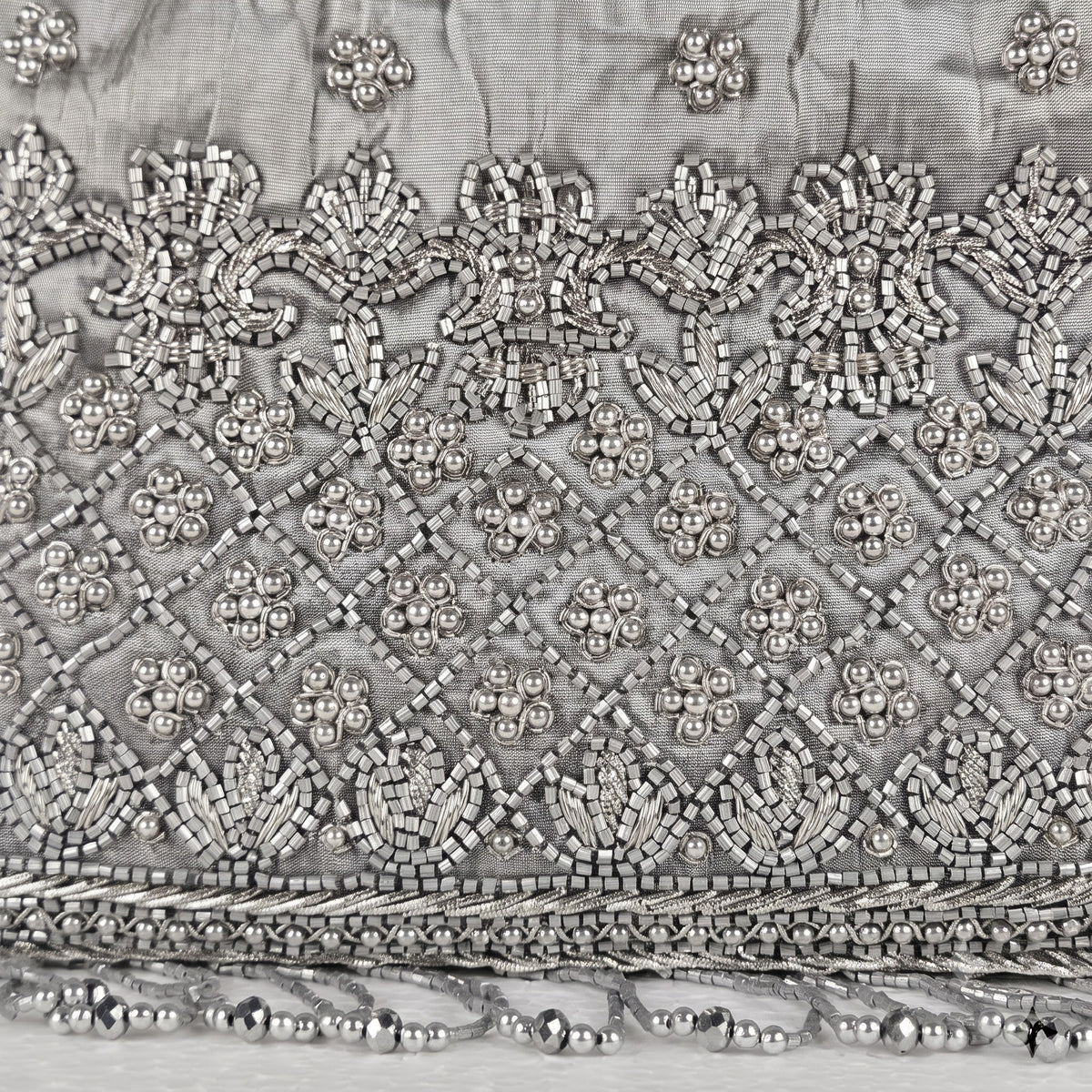 Silver Trellis Beaded Potli