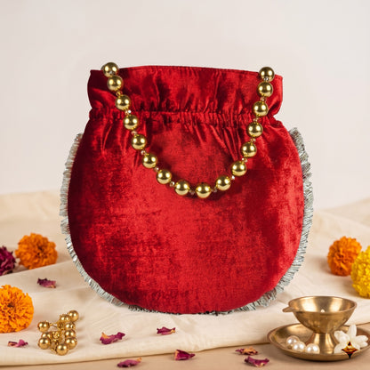 Ruby Sequin Leaf Potli