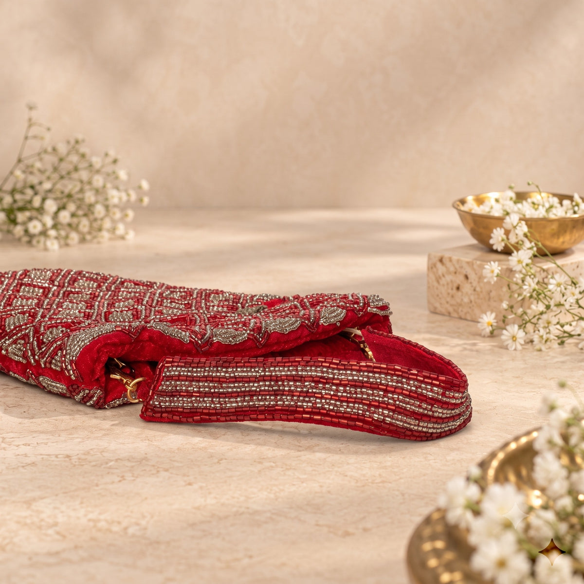 Red Beaded Potli