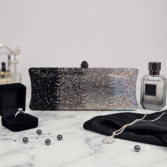 Charcoal Ombre Crystal Clutch