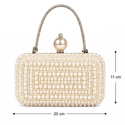 White Pearl Box Clutch