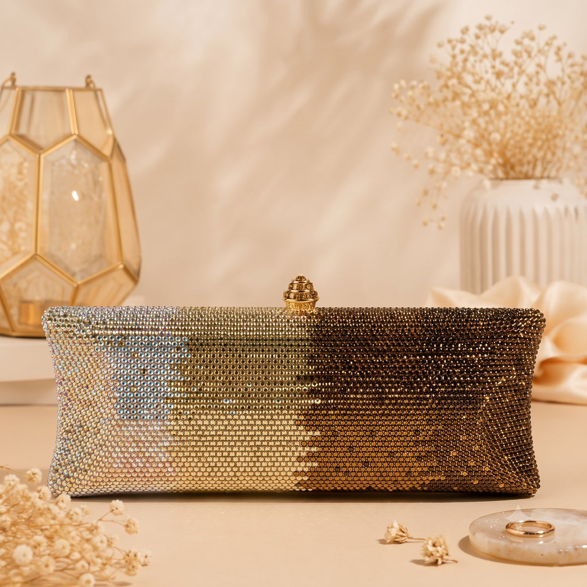 Golden Ombre Crystal Clutch