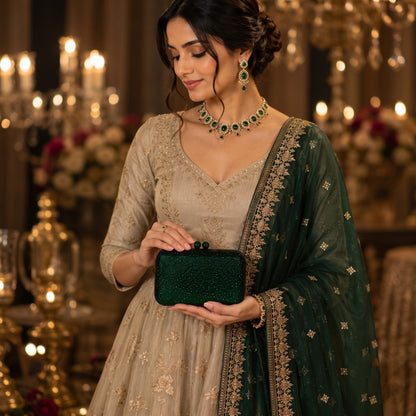 Emerald Green Box Clutch