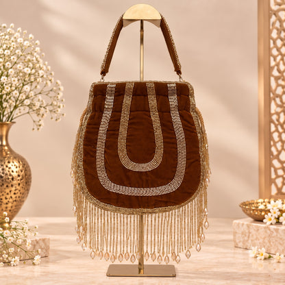 Brown Crystal Bridal Potli