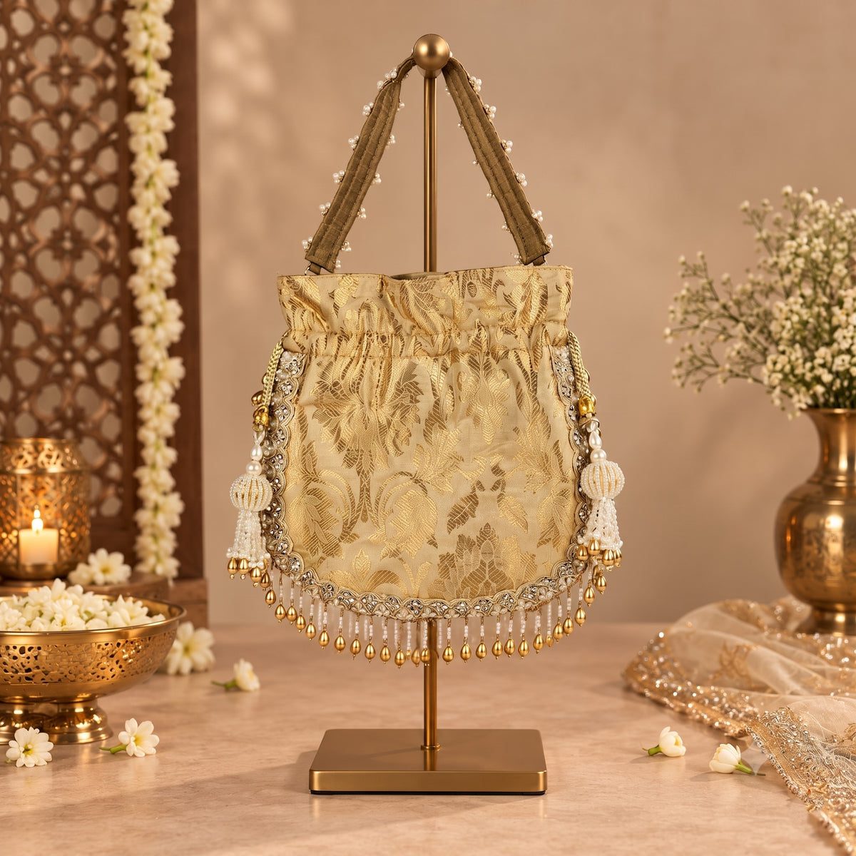 Golden Brocade Potli