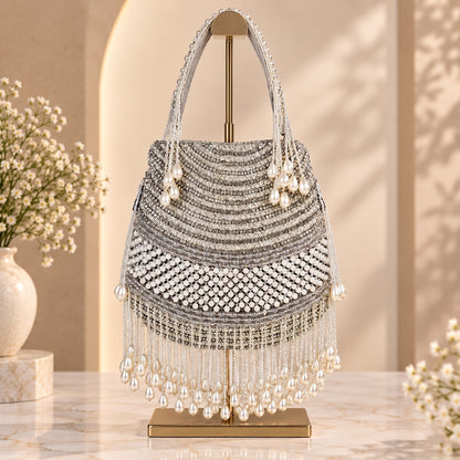 Grey and Silver Pearl potli