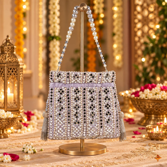 Lavender Mirror Trellis Potli
