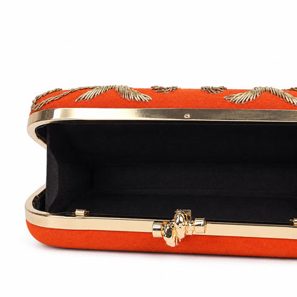 Luxury Terra-Cotta Embroidered Clutch
