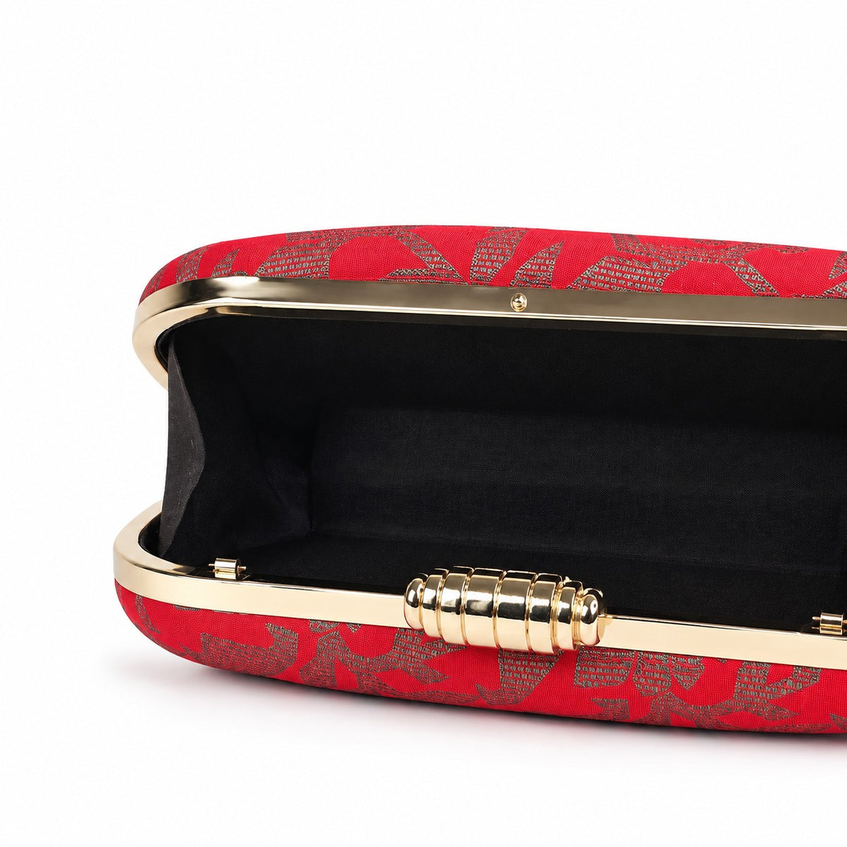 Red Brocade Floral Clutch