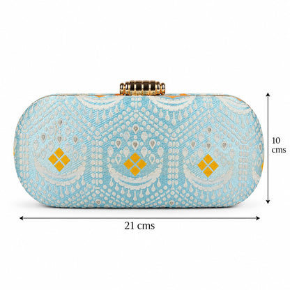 Pastel Blue Floral Clutch