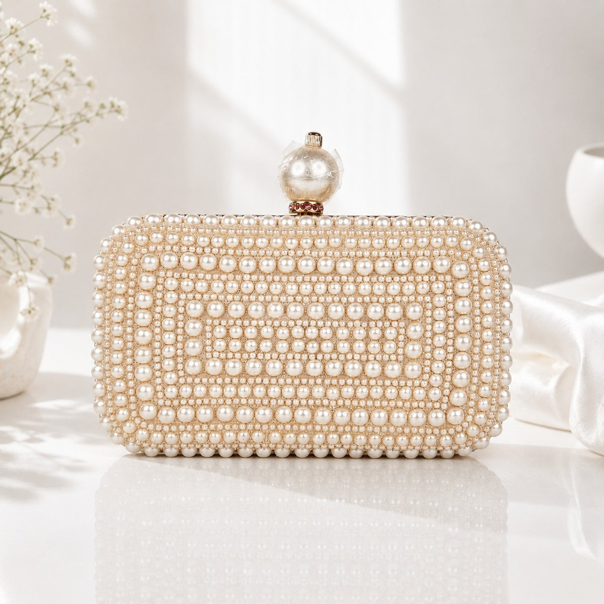 Blush Pink Pearl Box Clutch