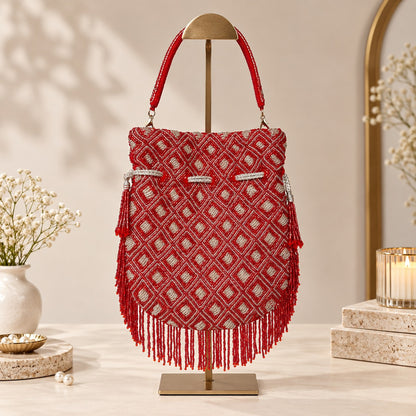 Red Beaded Potli