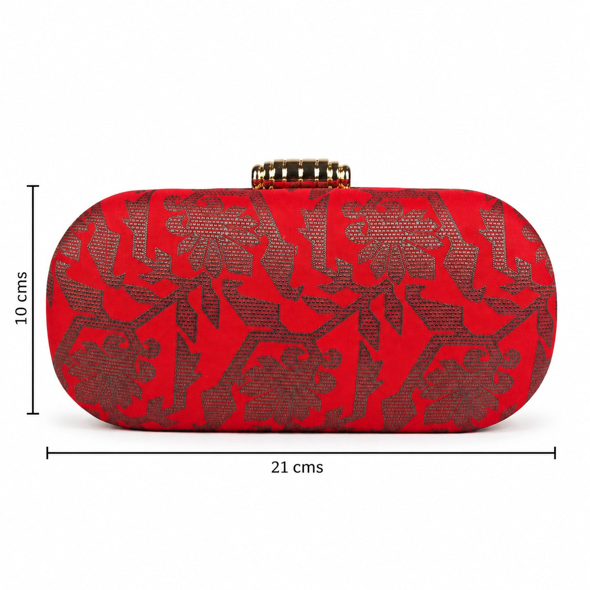 Red Brocade Floral Clutch