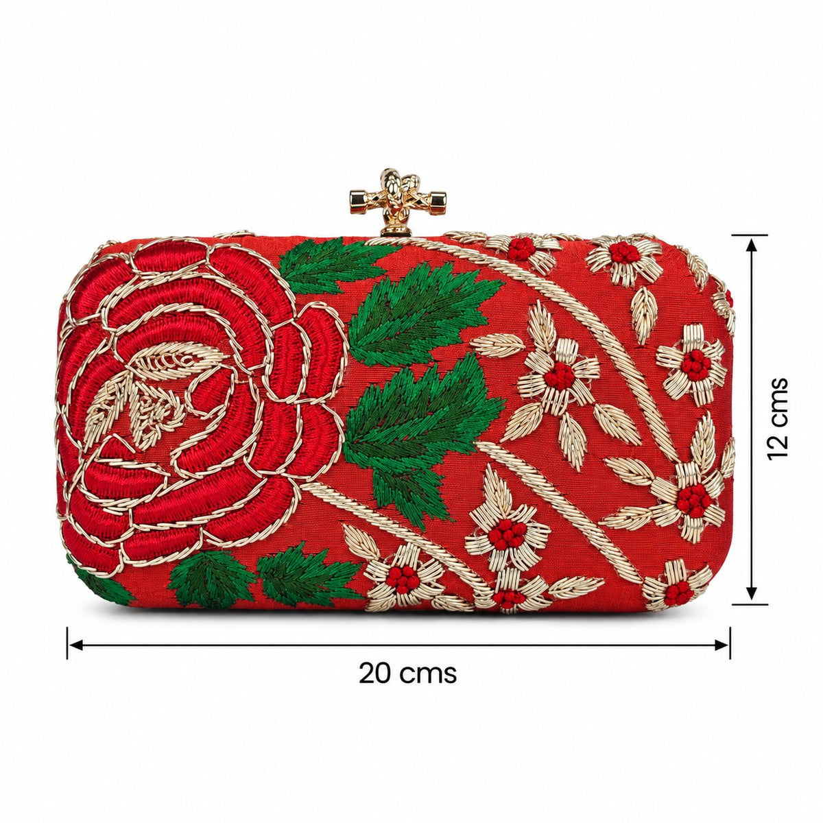Embroidered Maroon Floral Clutch