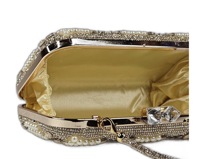 Champagne Checkerboard Pearl Clutch